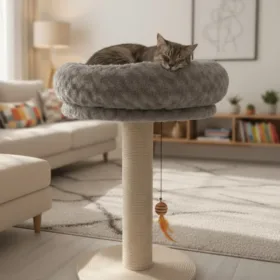 Poste Rascador con Nido en Peluche