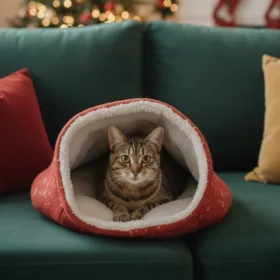 Bolsa De Dormir Para Gato o Perro Pequeños Navideña