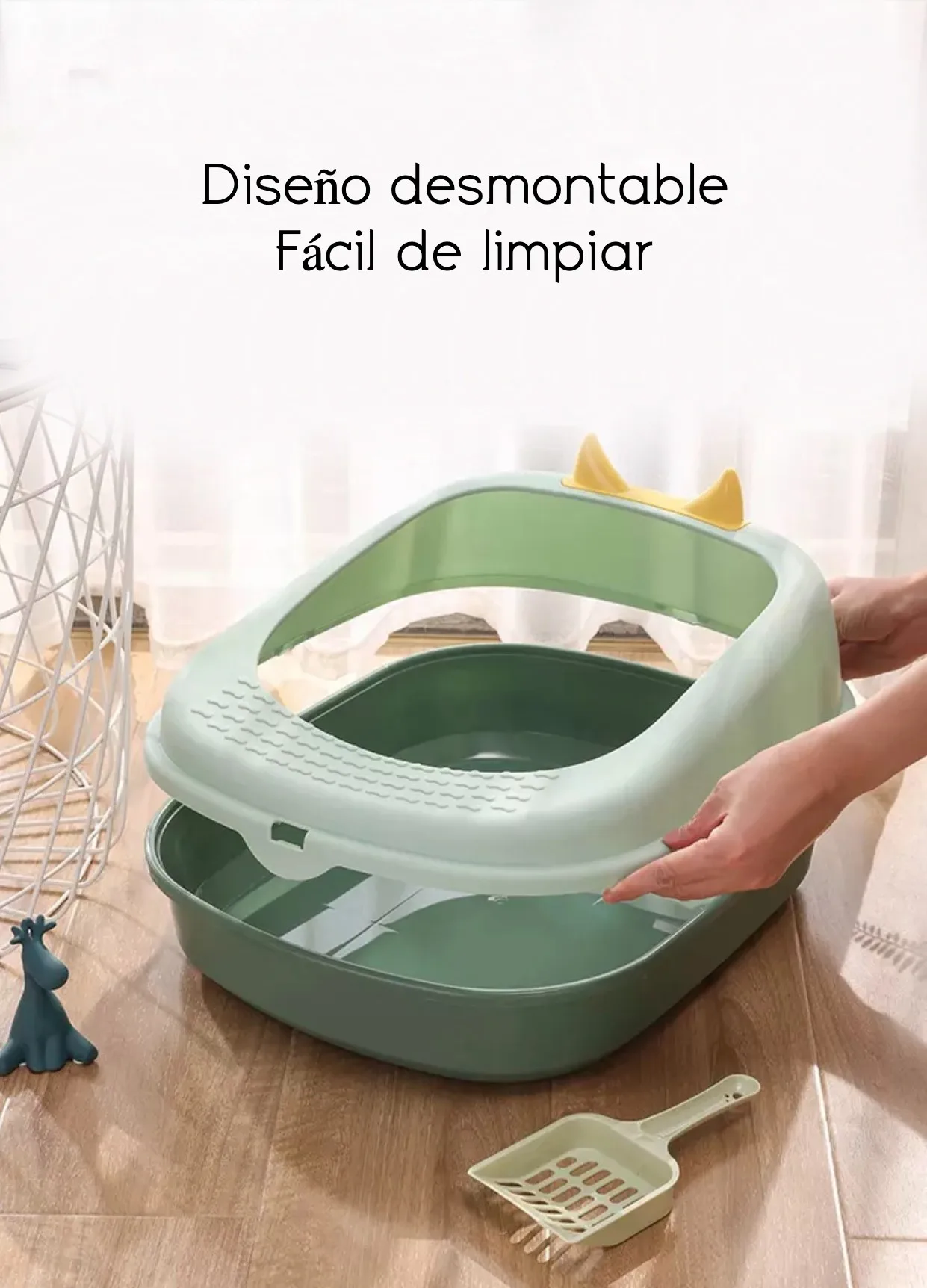 Arenera Para Gatos Mediana Horns Semicerrada + Pala - Image 5