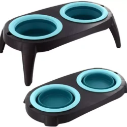 Alternative view of Comedero Alto Doble Para Mascotas De Silicona Plegable