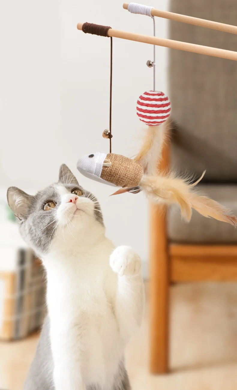 Juguete Interactivo Vara de Madera Para Gatos