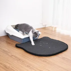 Tapete Atrapa Arena Forma de Gato Doble Capa
