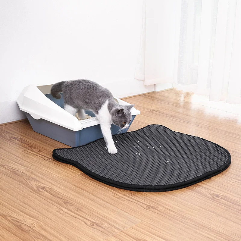 Tapete Atrapa Arena Forma de Gato Doble Capa